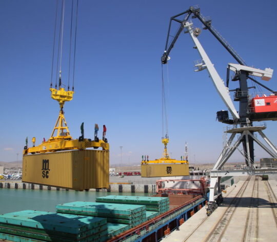 Loads of freight train set sail on the Caspian Sea