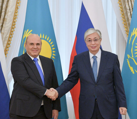 Kazakhstans President Tokayev and Russias PM Mishustin meet in Nur-Sultan