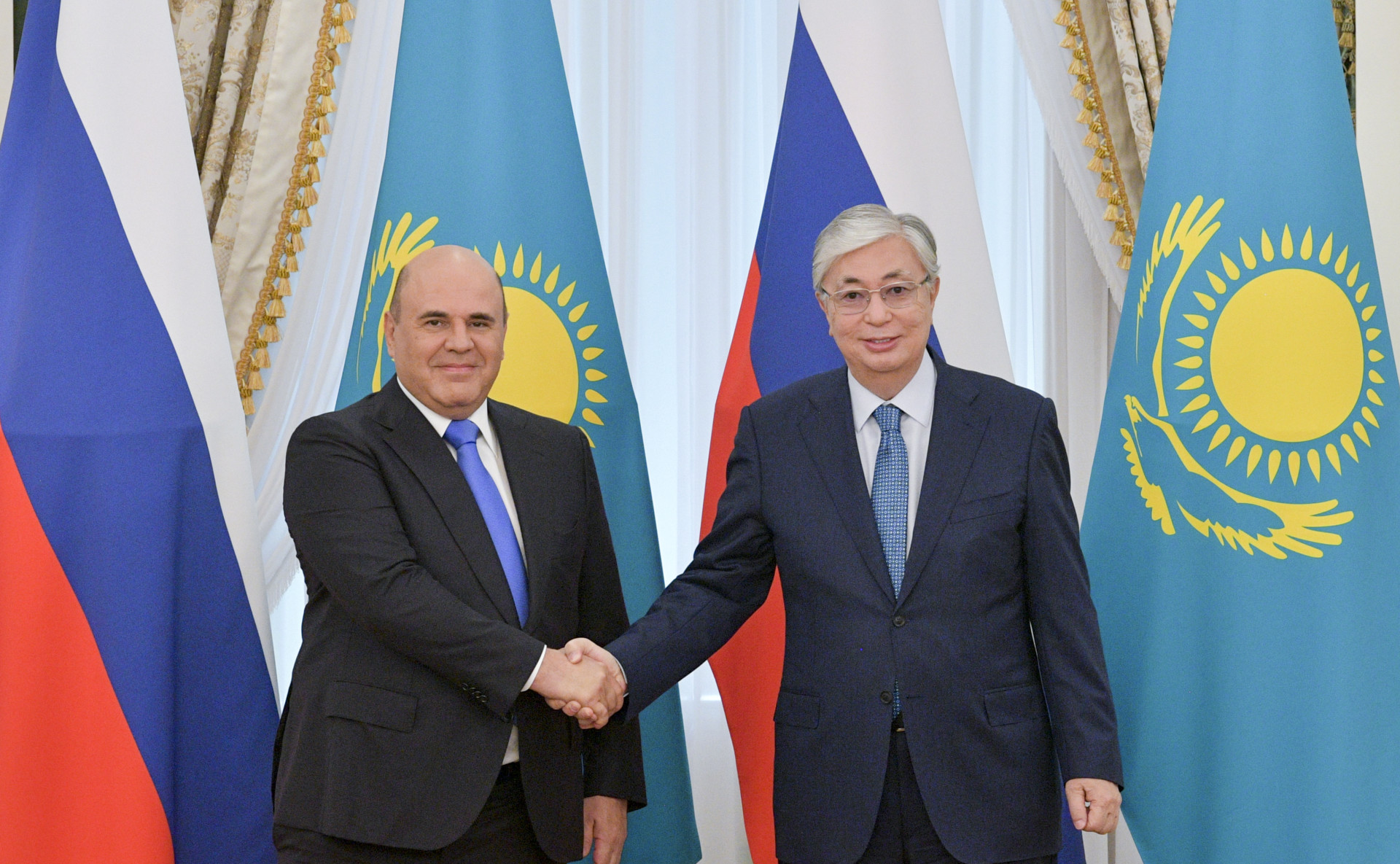 Kazakhstans President Tokayev and Russias PM Mishustin meet in Nur-Sultan