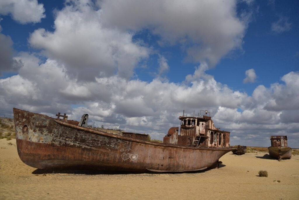 Aral Sea in Uzbekistan – ship graveyard in the sandy desert Aralkum