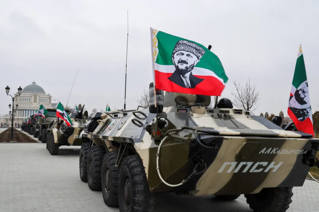 Troops and military hardware review in Grozny