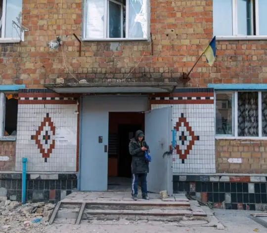Apartment block destroyed by Russian attack in Kyiv’s Darnytskyi district