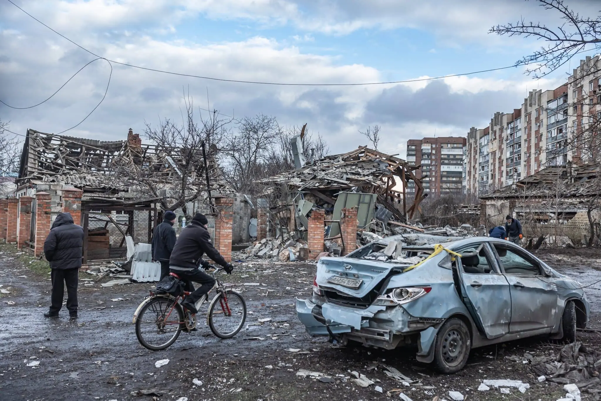 Aftermath of Russian strike in Sloviansk