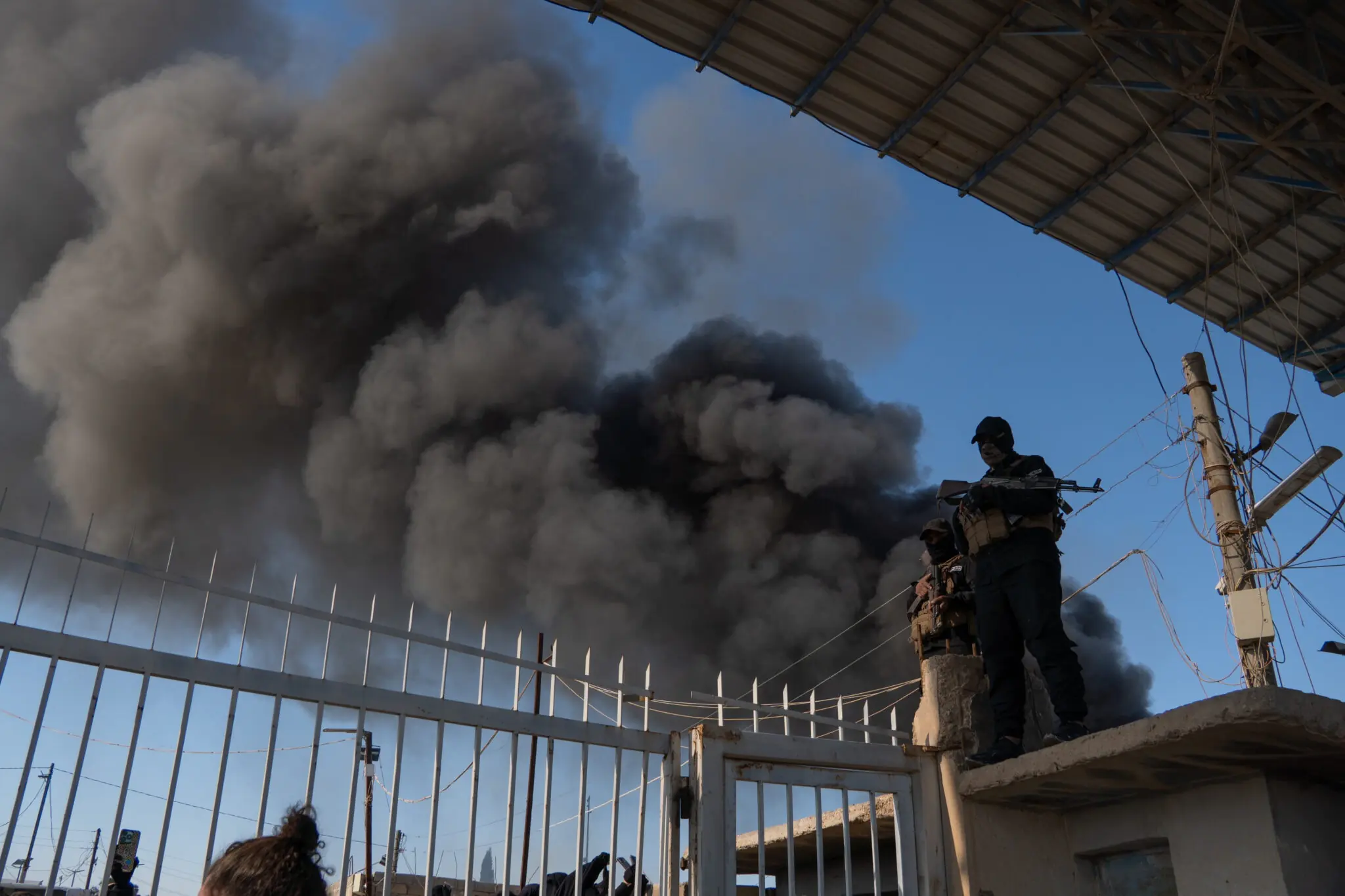 Syrian security forces take measues at al-Hawl Camp in Al-Hasakah