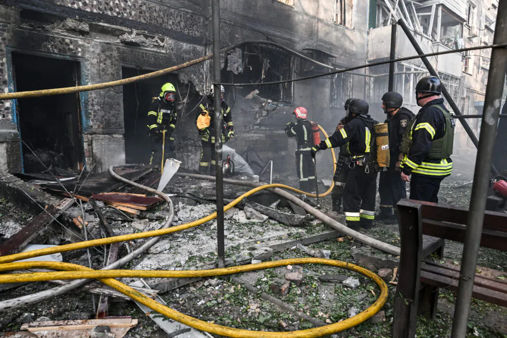 Russian drone hits nine-storey apartment building in Zaporizhzhia