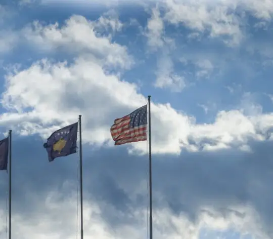 Flags of Kosovo, EU and USA