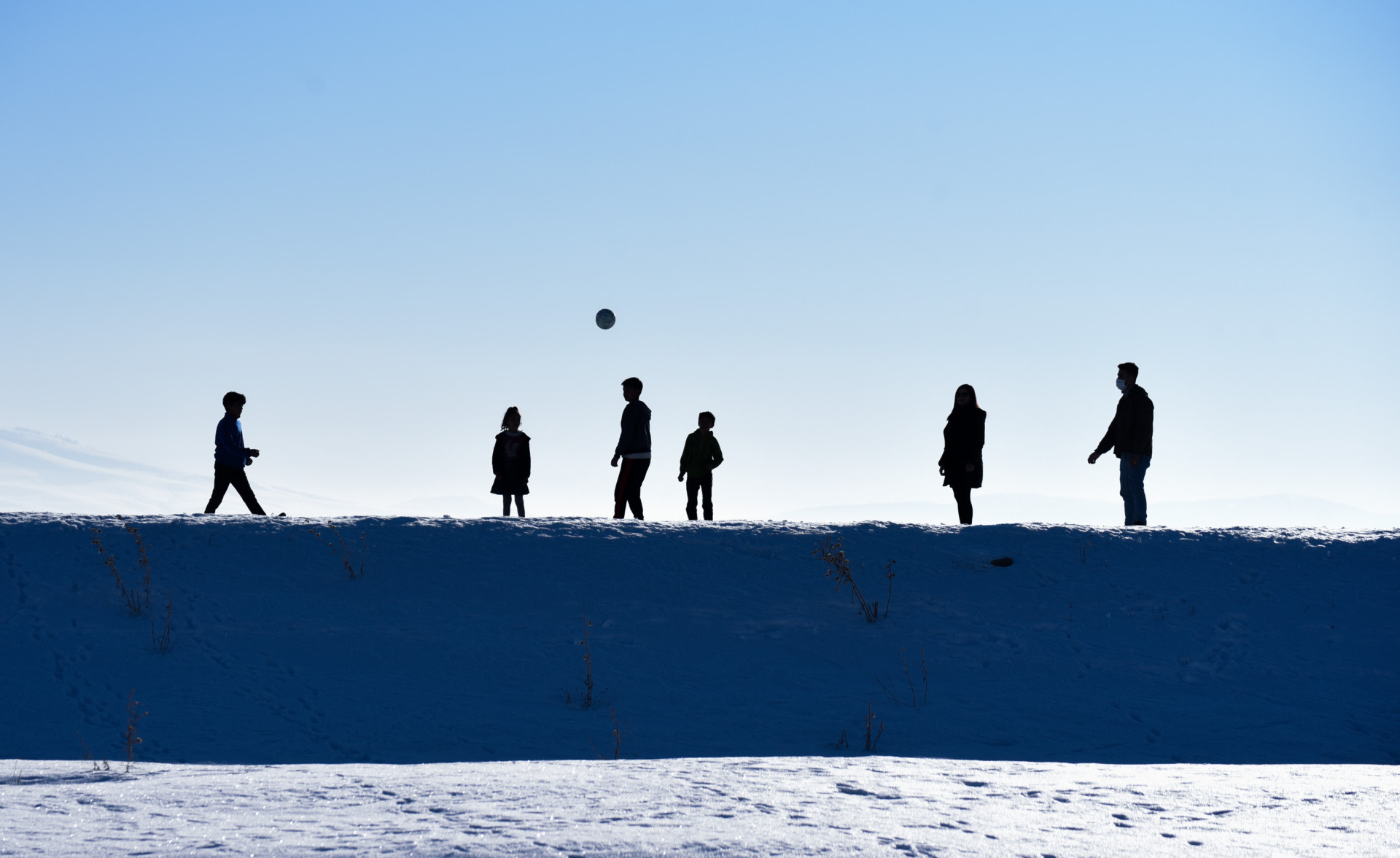 Soccer on snow covered ground in Eastern Turkey